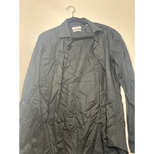 Calvin Klein Mens Dress Shirt Size 16 34/35 L Black‎ Long Sleeve Button Up